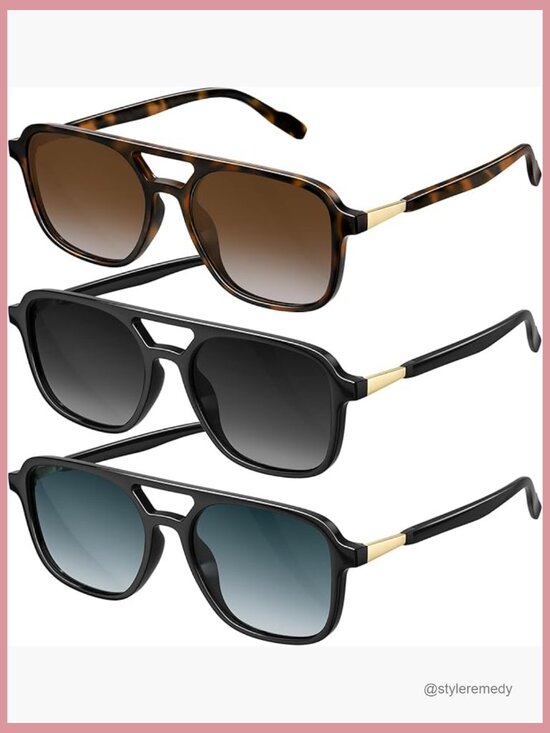 Polarized Retro Aviator Sunglasses with UV Protection main image 7